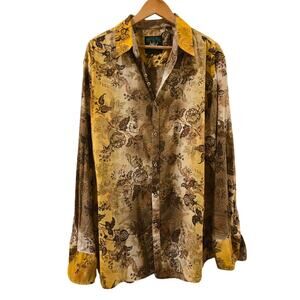 Jimi Hendrix Purple Haze Properties Orange Floral Brown Gold Metallic Mens 2XL